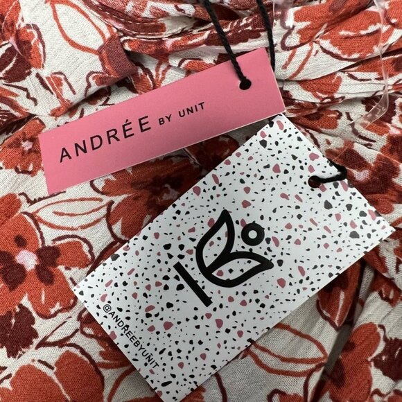 Andree By Unit Womens Blouse Multicolor Floral Bell Sleeve Cutout Back S New - Picture 11 of 12